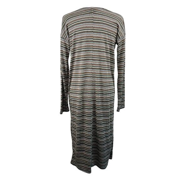 Bobeau Olive Green Multi Striped Knit Open Duster Cardigan Sweater Small NWOT - Picture 2 of 13
